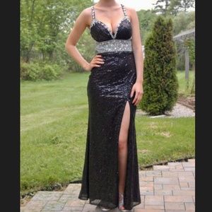 Black and silver prom gown